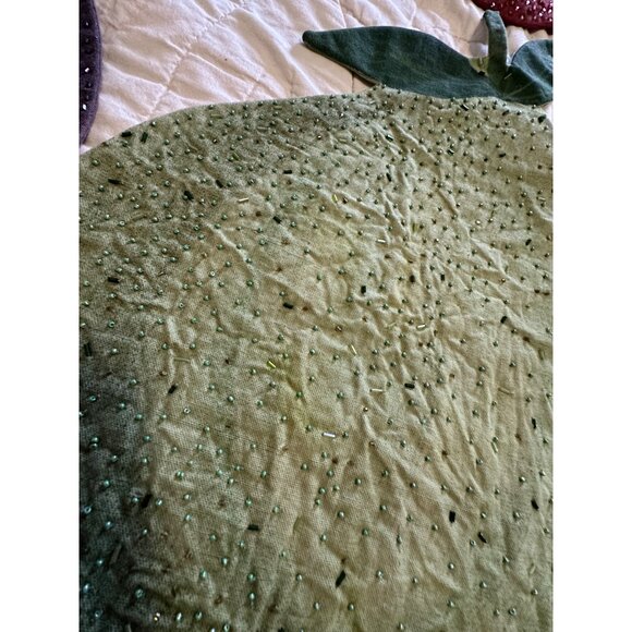 4 VTG Beaded Fruit themed Quilted Placemats Pear Apple Orange Plum table top htf - Picture 2 of 13